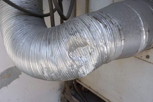 A damaged air duct in a Festus home